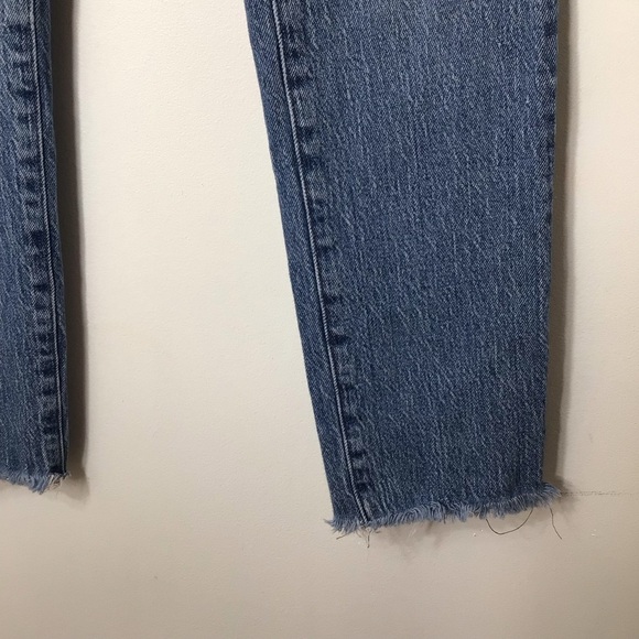MADEWELL jeans women 23 blue Mid Rise Perfect Vintage Jean high rise raw hem - Picture 2 of 10